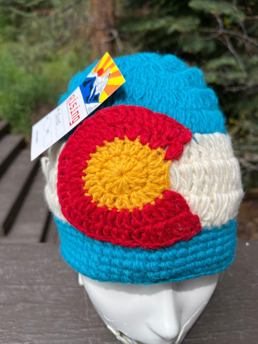 NEW Rising International Colorado Flag Crochet Fleece Lined Beanie Nepalese Hat